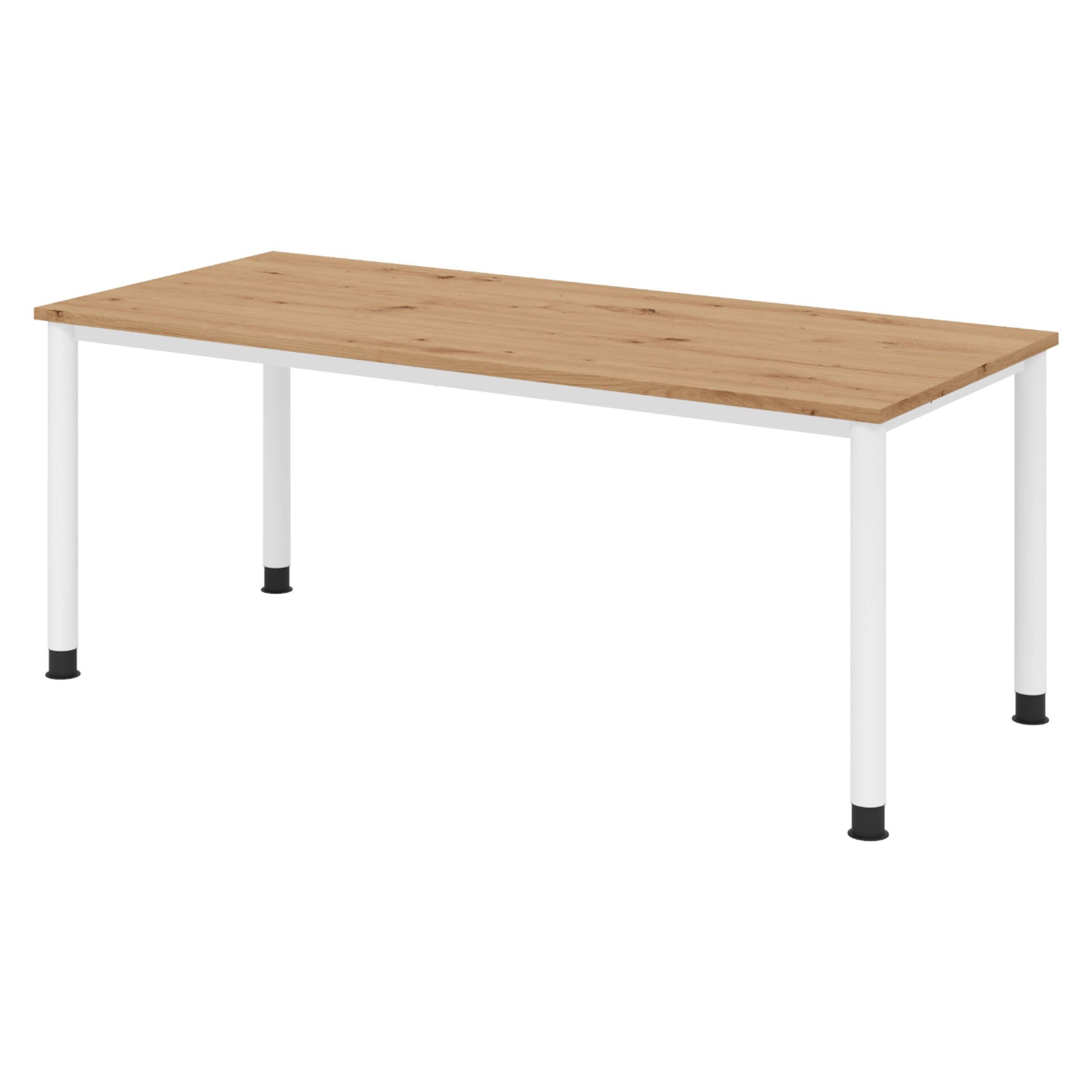 SCHREIBTISCH Serie-H 80/180/74 cm in Wildeiche/Weiß - Wildeiche/Weiß, Holzwerkstoff (80/180/74cm) - bümö
