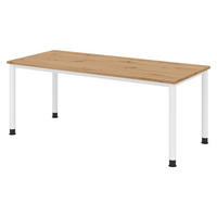 SCHREIBTISCH Serie-H 80/180/74 cm in Wildeiche/Weiß - Wildeiche/Weiß, Holzwerkstoff (80/180/74cm) - bümö