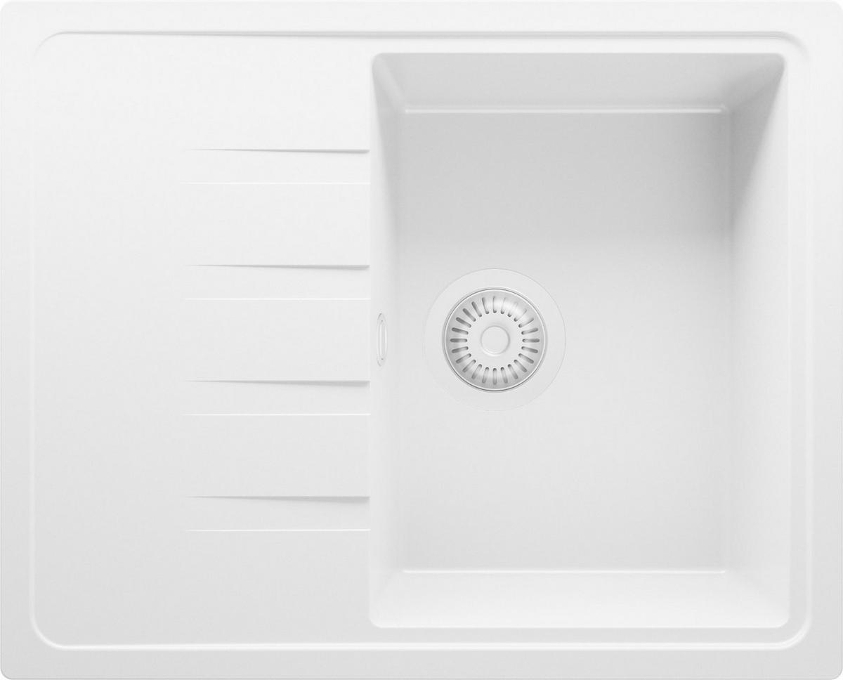SPÜLBECKEN Mailand, 2-er set Alles Weiß 62/50 cm 1 Becken + Ablauf-Set ab 40er Unterschrank - Weiß, Kunststoff (62/19/50cm) - Primagran