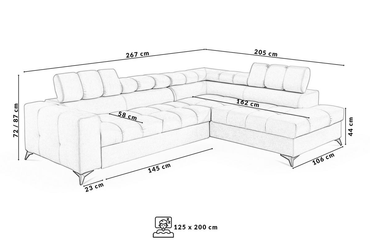 ECKSOFA Andrea L-Form mit verstellbaren Kopfstützen Schlaffunktion Bettkasten 267 cm links rosa - Rosa, Kunststoff (106/267cm) - Margaret Hadas24