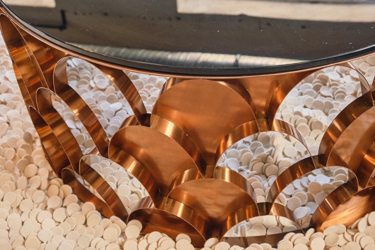 COUCHTISCH MEDINA Rosé Glas - Roségold/Rosa, Glas/Metall (100/100/45cm) - KAWOLA
