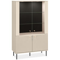VITRINENSCHRANK DROMA inklusive Beleuchtung, Creme - Creme, Holz (92/151/40cm) - KONSIMO®