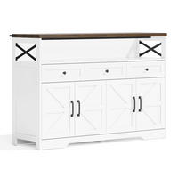 SIDEBOARD DE-38626 140/35/95 cm 3 Schubladen und 2 Türen Weiß/Braun - Weiß, Holzwerkstoff (140/95/35cm) - ComfortXL