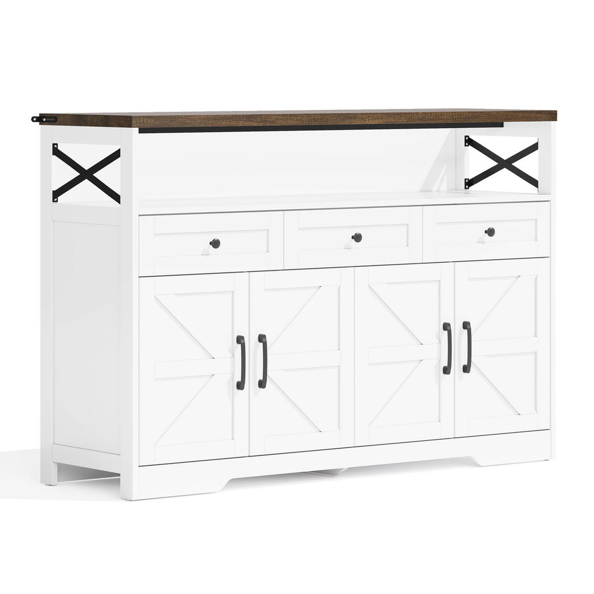 SIDEBOARD 140/35/95 cm braun/weiß aus MDF mit 3 Schubladen - Braun, Holzwerkstoff (140/95/35cm) - OKWISH