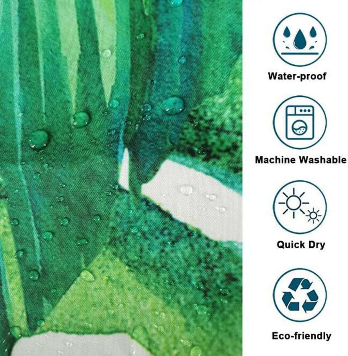 DUSCHVORHANG nautisch Fischgrätmuster und Anker wasserdicht schimmelresistent Polyester Badezimmer - Grün, Textil (180/200cm) - MCBOSON