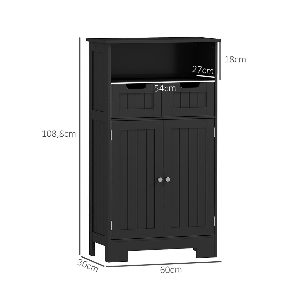 MIDISCHRANK DE-17328 Schwarz - Schwarz, Holzwerkstoff (30/108/60cm) - ComfortXL