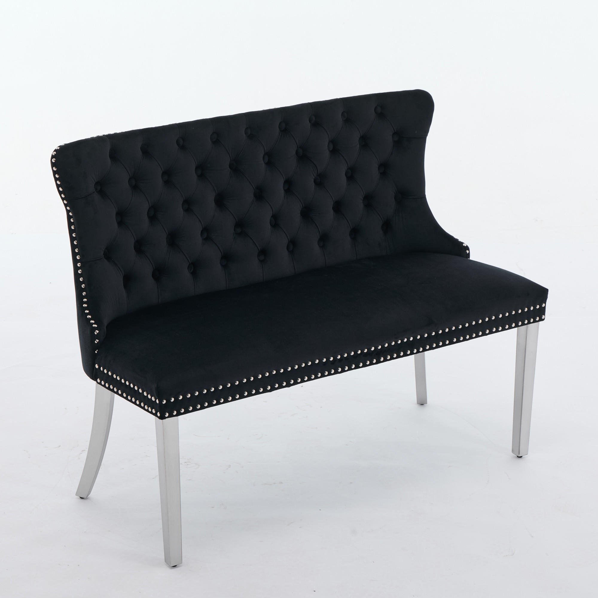 SITZBANK DE-36330 2-Sitzer mit silbernen Beinen Schwarz - Schwarz, Metall (116/89.5/58cm) - ComfortXL