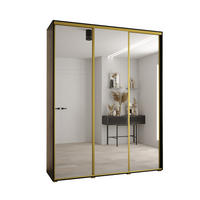 SCHWEBETÜRENSCHRANK 235,2/200/45 3-türig - Goldfarben/Schwarz, Holz/Metall (200/235/45cm) - Abiks Möbel