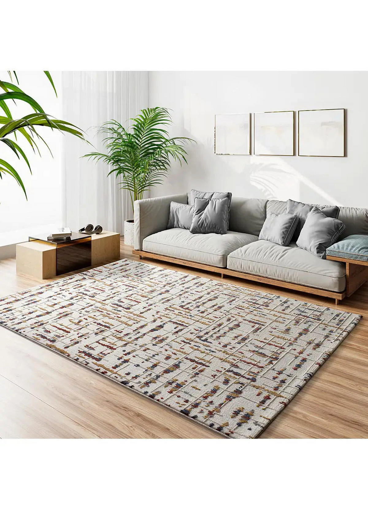 KURZFLORTEPPICH Creme / Mehrfarbig Amara 200/290 cm - Multicolor/Creme, Naturmaterialien/Textil (200/290cm) - Atticgo