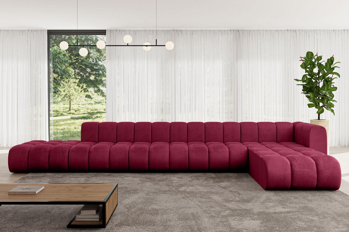 ECKSOFA modulares Sofa Zuvon-L3 - 478x177x70 cm Bordeauxrot - Bordeaux, Holzwerkstoff/Textil (478/177cm) - ALTDECOR