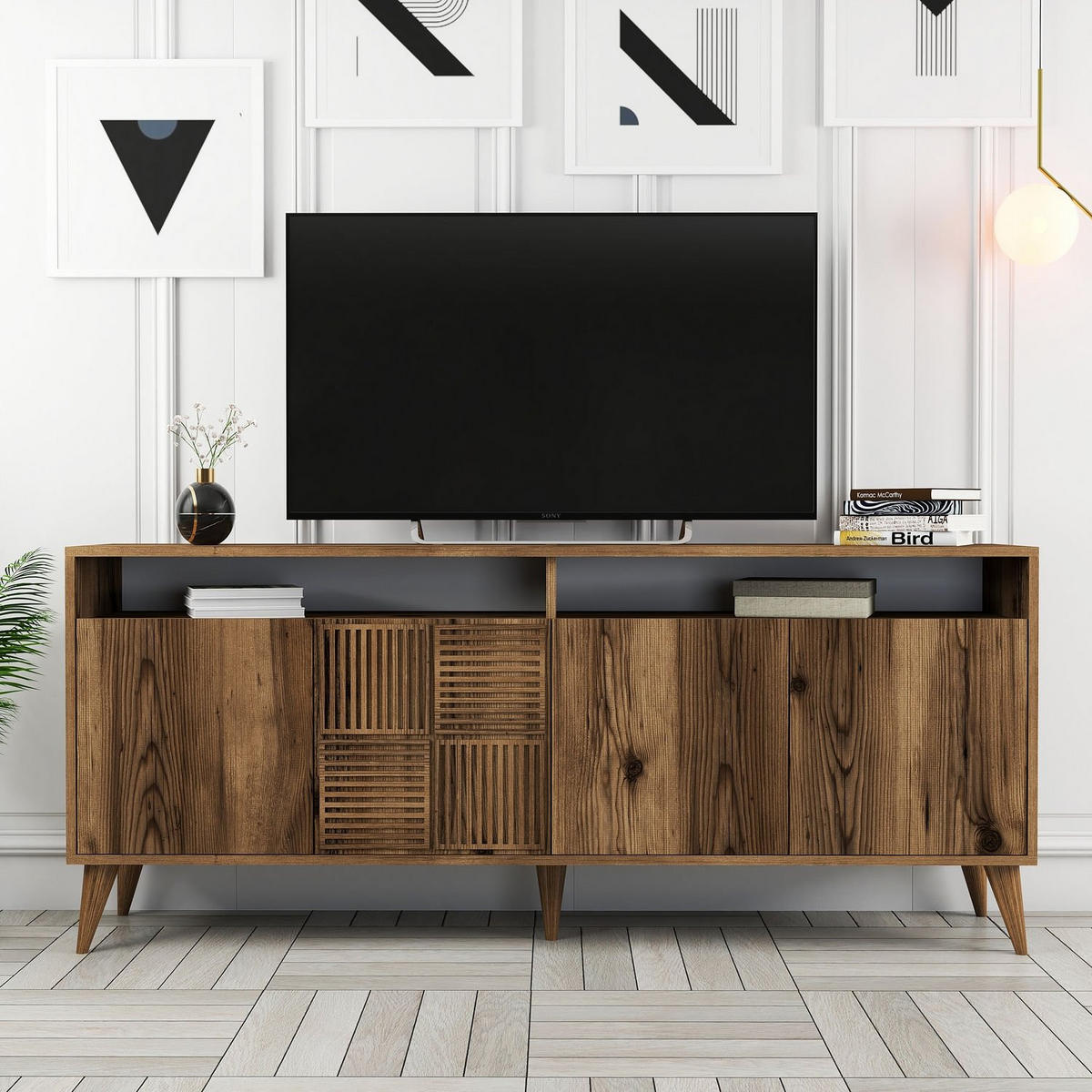 SIDEBOARD 4 Türen L180 cm - Milan - Wildeiche, Holzwerkstoff (35/78.6/180cm) - Calicosy