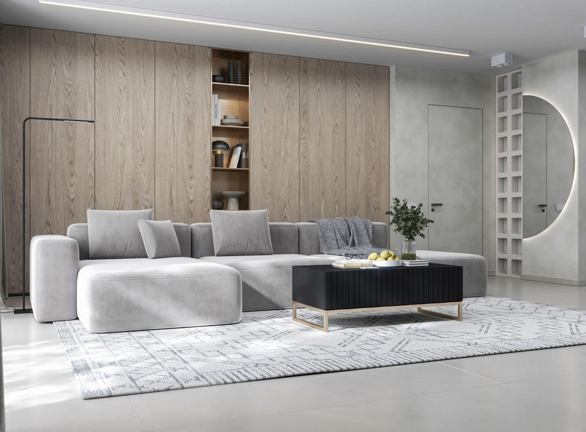 COUCHTISCH Elpis Schwarz matt Glamour 110 cm - Goldfarben/Schwarz, Holzwerkstoff/Metall (54/110/39cm) - Meble Lindner
