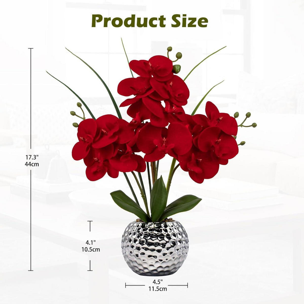 KUNSTBLUME Orchidee Phalaenopsis im Keramiktopf Rot 49 cm - Rot, Keramik (38cm)