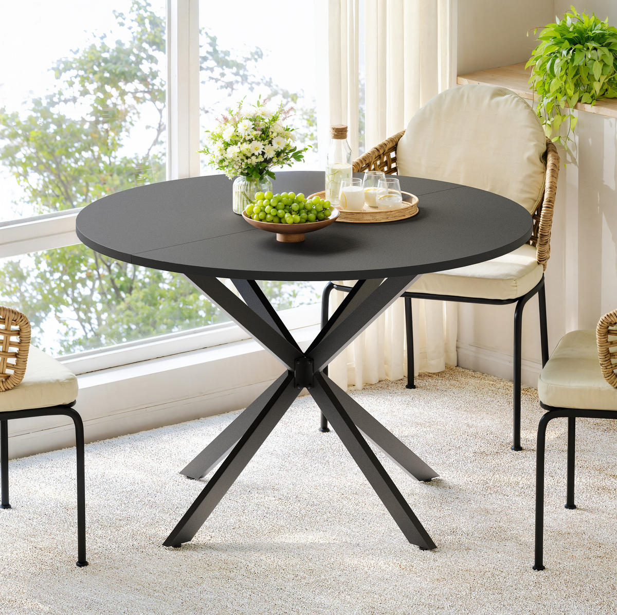 ESSTISCH rund 120 cm Schwarz - Schwarz, Metall (120/120/78cm) - Meubliv