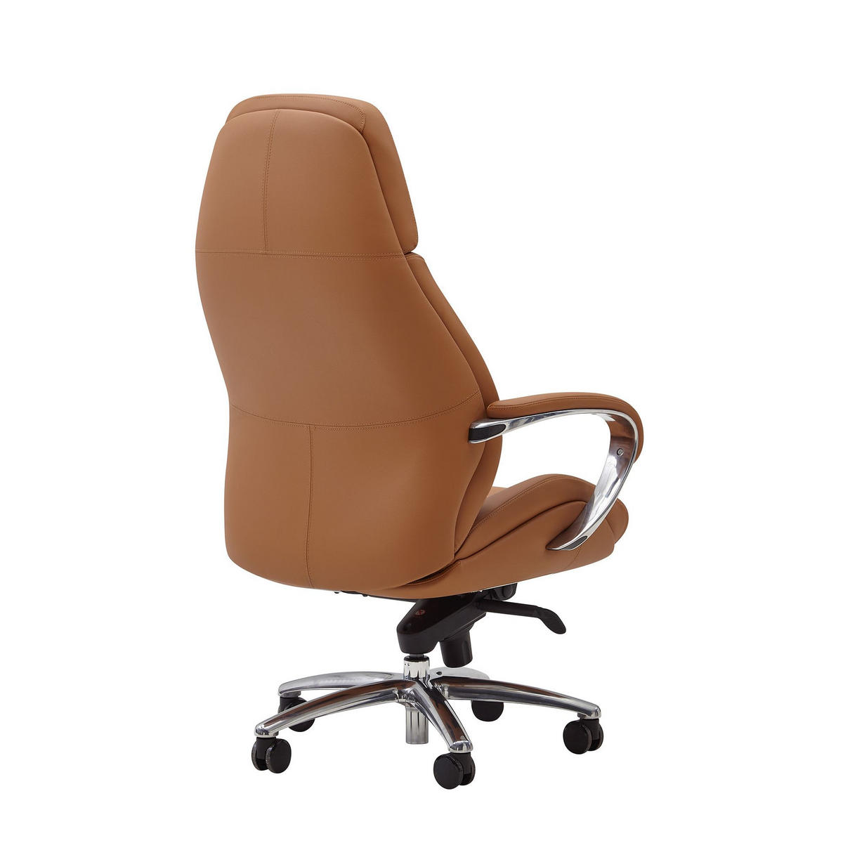 CHEFSESSEL Leder mit Multiblockwippmechanik bis 120 kg MIRON, Beige 67x67x137 cm - Beige/Silberfarben, Leder/Metall (67/137/67cm) - KADIMA DESIGN