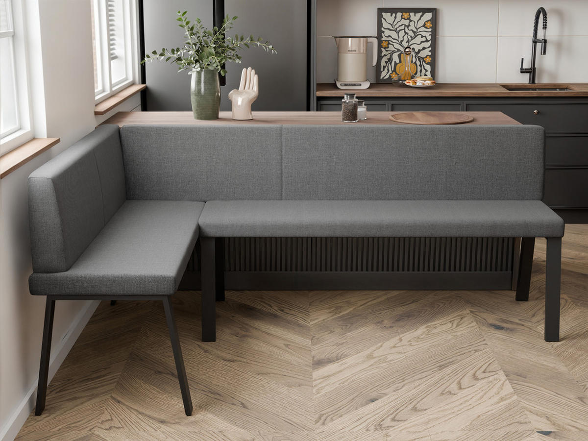 ECKBANK links MONO Y Webstoff glatt, 142/196 cm Dunkelgrau - Dunkelgrau, Textil/Metall (142/196cm) - Idohome
