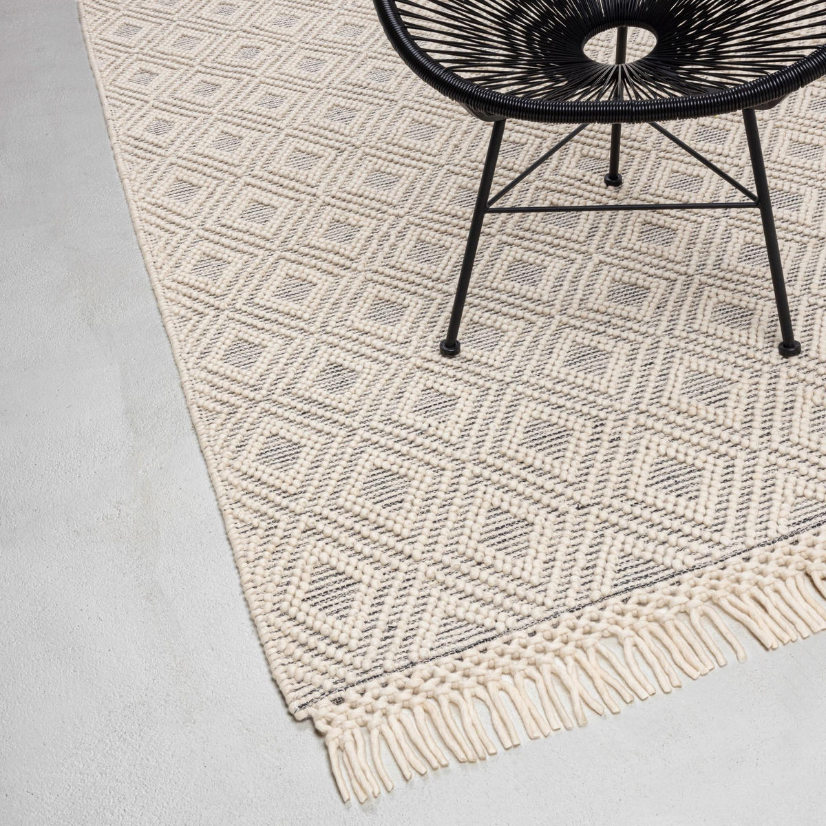 FLACHWEBETEPPICH Macrame Style, beige 70x140 cm - Naturfarben, Textil (70/140cm) - Rug and Roll
