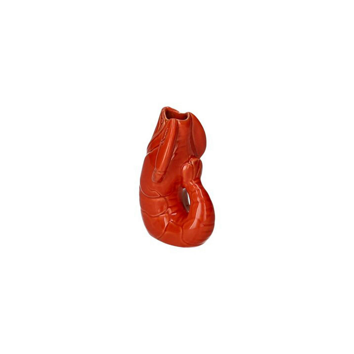 VASE Madame Crevette XS, Hummer-Form, Steingut, Orangerot, H 14 cm - Orange, Keramik (14cm) - Gift Company