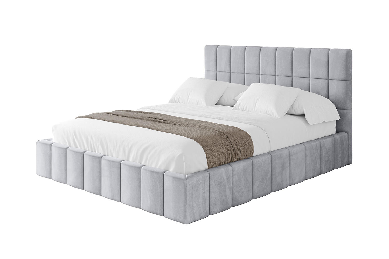 POLSTERBETT mit Bettkasten und Lattenrost, Boxbett ohne Matratze - AMEA 180x200 Hellgrau - Hellgrau, Holzwerkstoff/Textil (180/200cm) - ALTDECOR