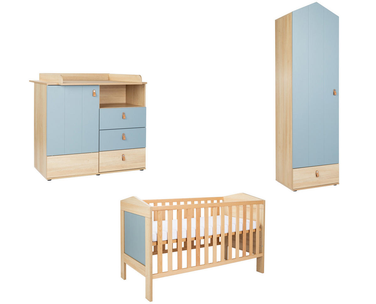 BABYZIMMER Set Roofy 3-tlg. - Salbeigrün/Eichefarben, Leder/Holz (1/1/1cm) - arthur berndt