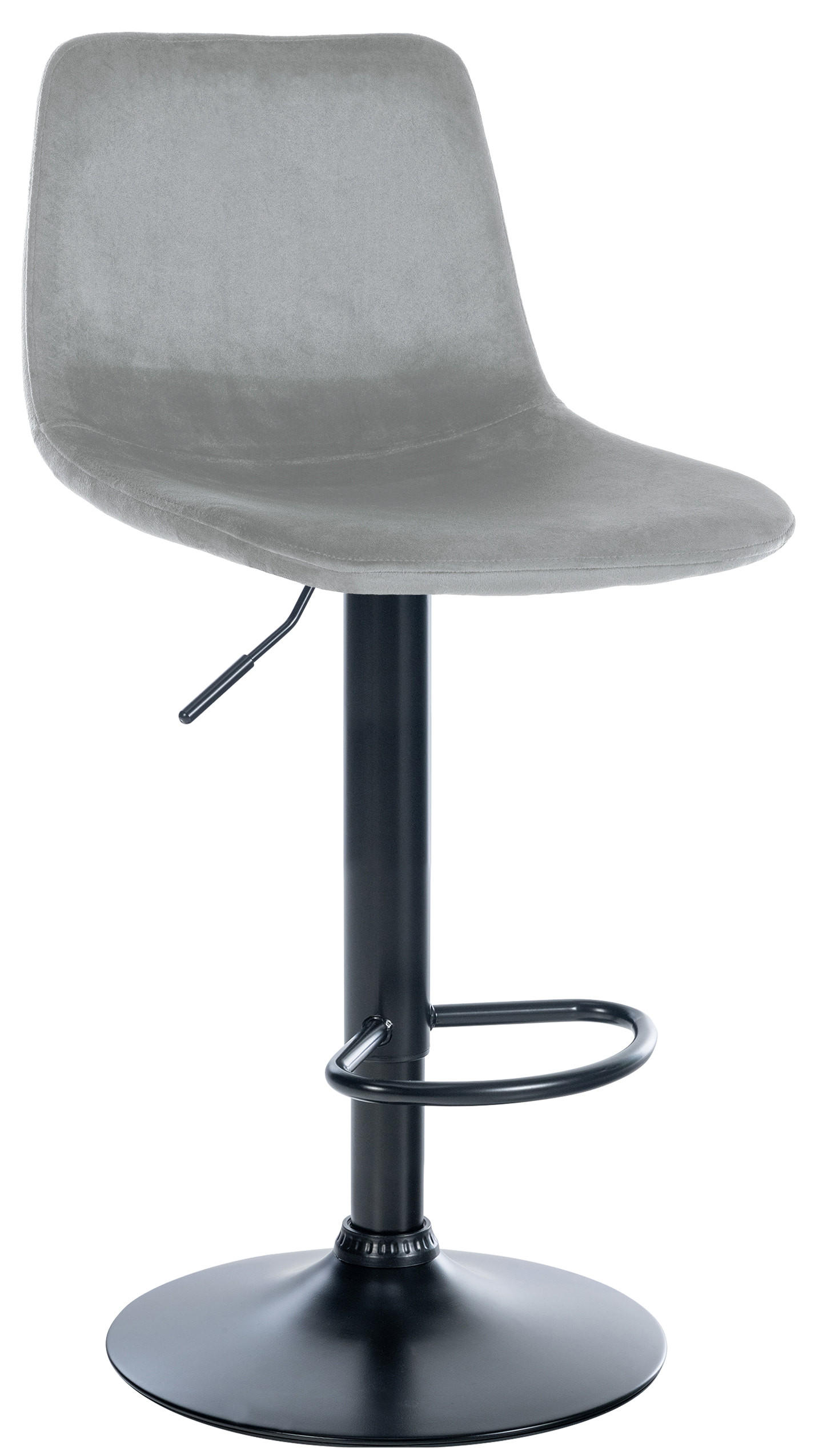 BARHOCKER Samt grau - Schwarz/Grau, Textil/Metall (44/88/43cm) - CLP