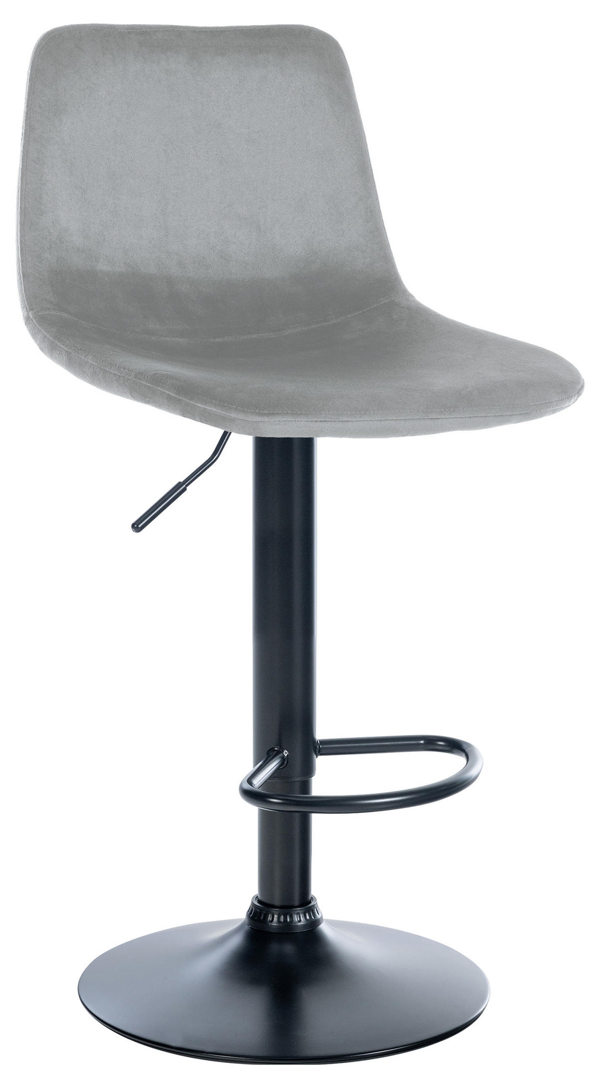 BARHOCKER Samt grau - Schwarz/Grau, Textil/Metall (44/88/43cm) - CLP