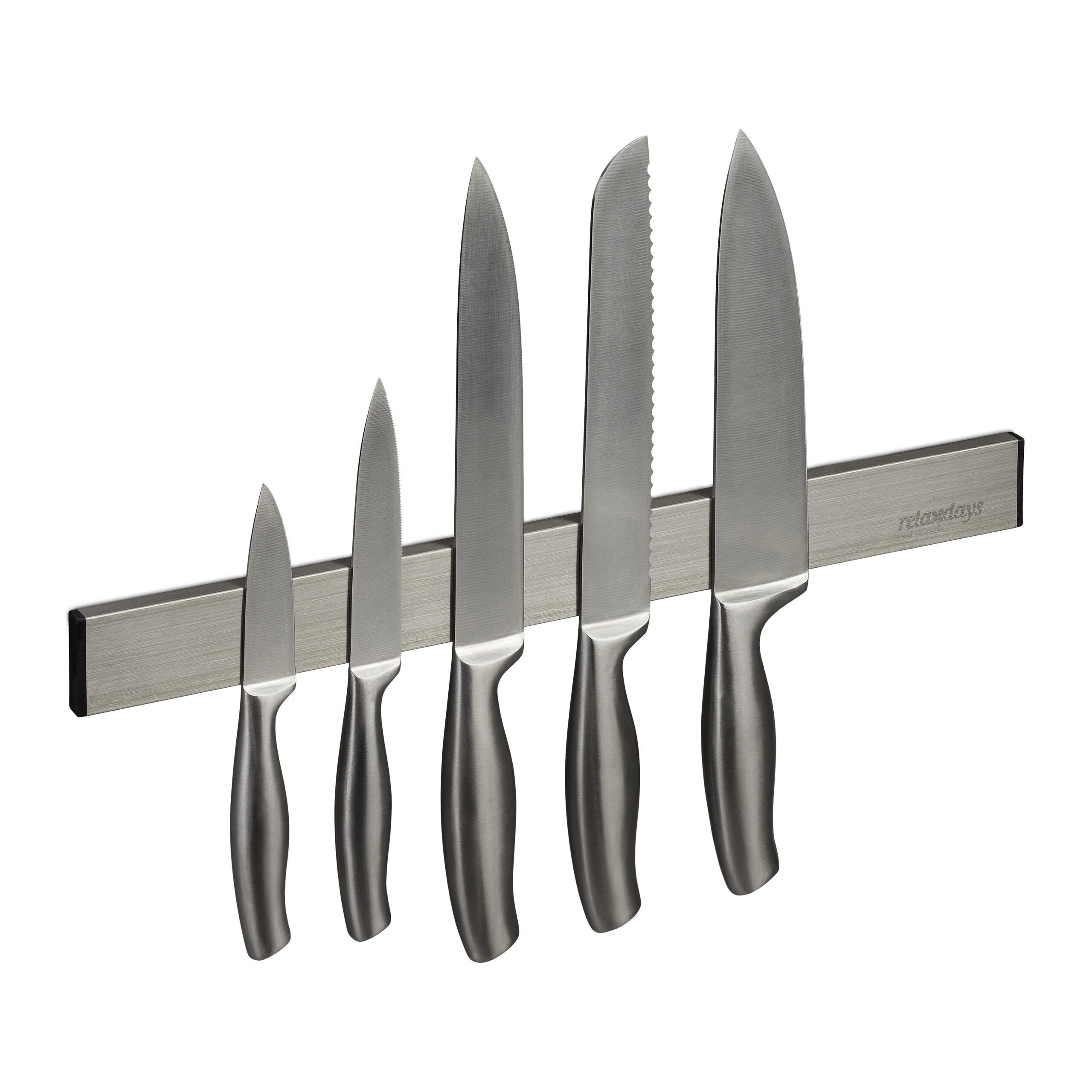 Relaxdays LIŠTA stříbrná černá magnetická samolepicí nerez 40 cm