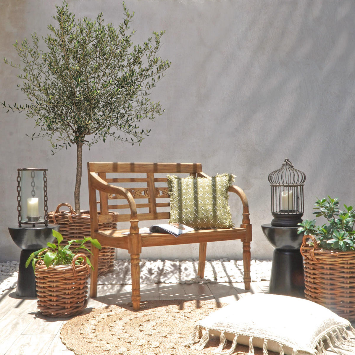 GARTENBANK Tomas Hellbraun 2-Sitzer Terrassenbank - Hellbraun, Holz (100/87/52cm) - DELUKE