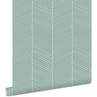 TAPETE Fischgrätmuster 53 cm x 10.05 m - Grün, Papier (53/1000cm) - ESTAhome