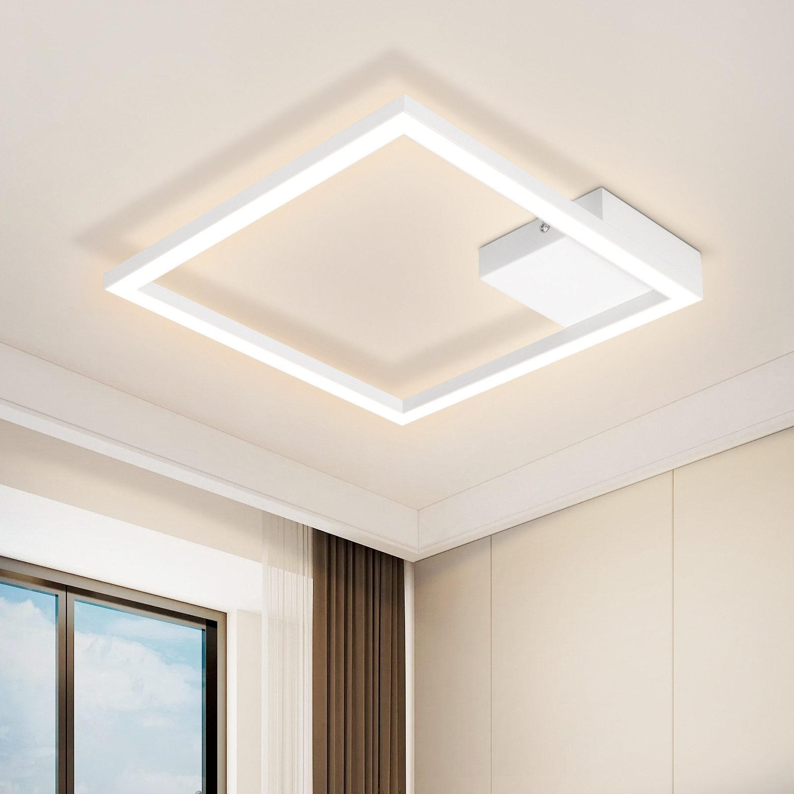 LED-DECKENLEUCHTE Eisenach 29.4/29.4/3.8 cm - Weiß, Metall (29.4/29.4/3.8cm) - Nettlife