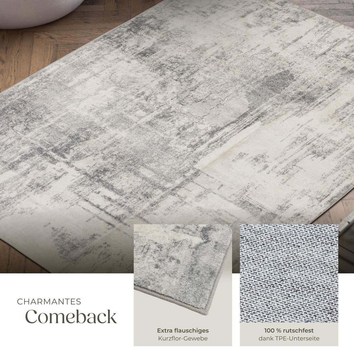 TEPPICH Vintage Design Nadira,rutschfeste Unterseite,beige/grau - Beige/Grau, Textil (160/230cm) - tectake