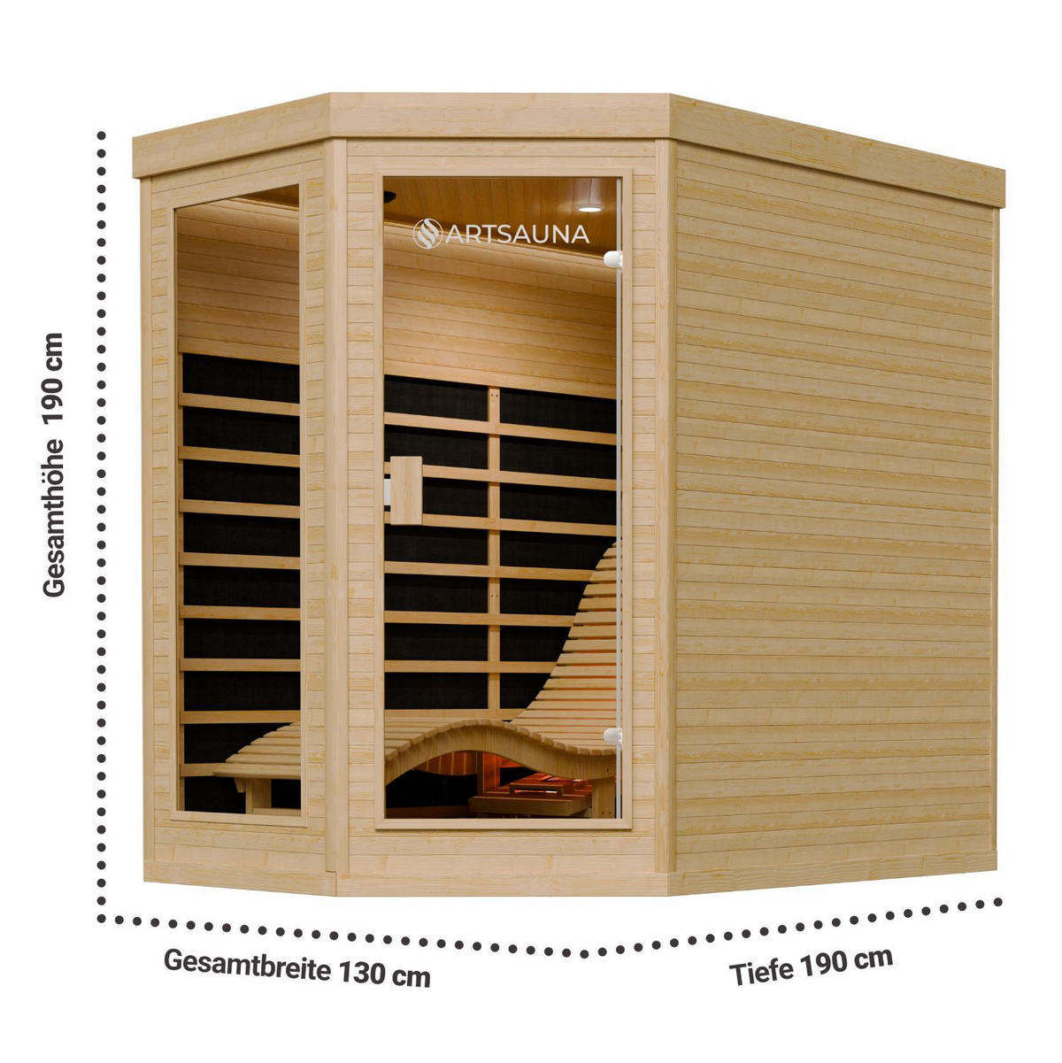 INFRAROTKABINE Kolding mit Dual-Technologie Heizsystem & Hemlockholz - Naturfarben, Holz (130/190/190cm) - Artsauna