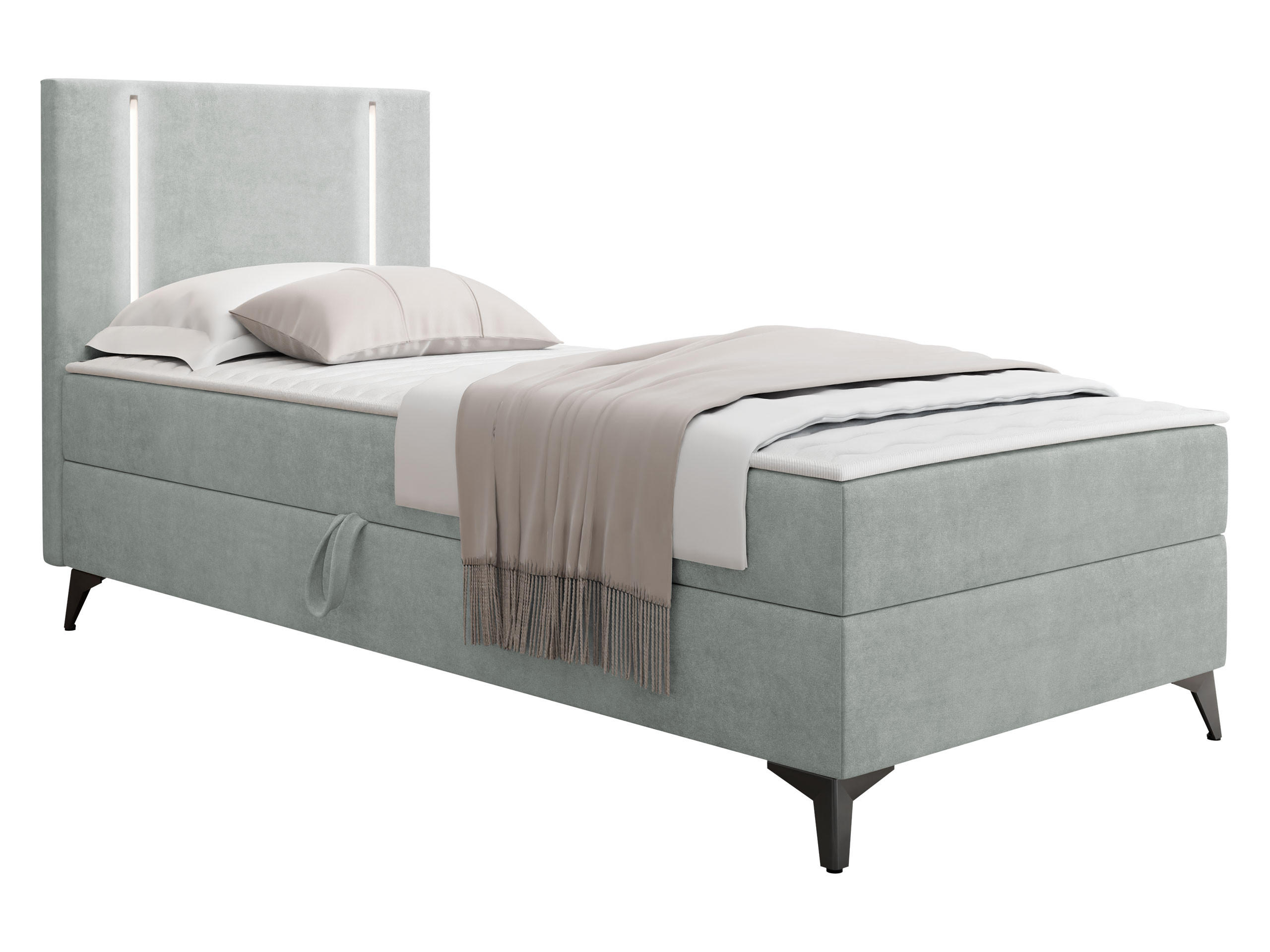 BOXBETT Ono 1, Setite: Links - Hellgrau/Schwarz, Holz/Textil (80/200cm) - MIRJAN24