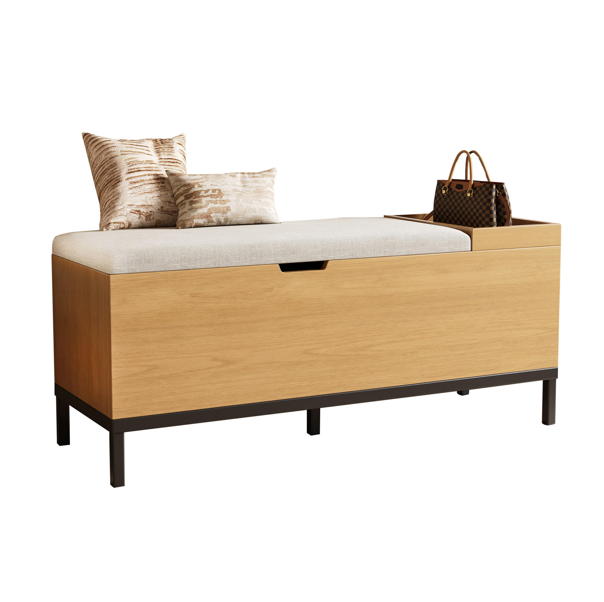 SCHUHSCHRANK 115/40/49,5 cm in Natur mit Stauraum und gepolsterter Sitzfläche - Naturfarben, Holzwerkstoff (115/40/49.5cm) - BEAOK
