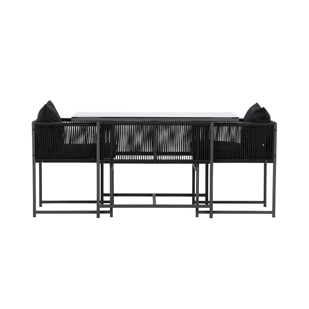 GARTENSET, Noto, Tisch Schwarz, Stahl, 61 x 120 x 73 cm, 3-teilig - Schwarz, Metall - ebuy24