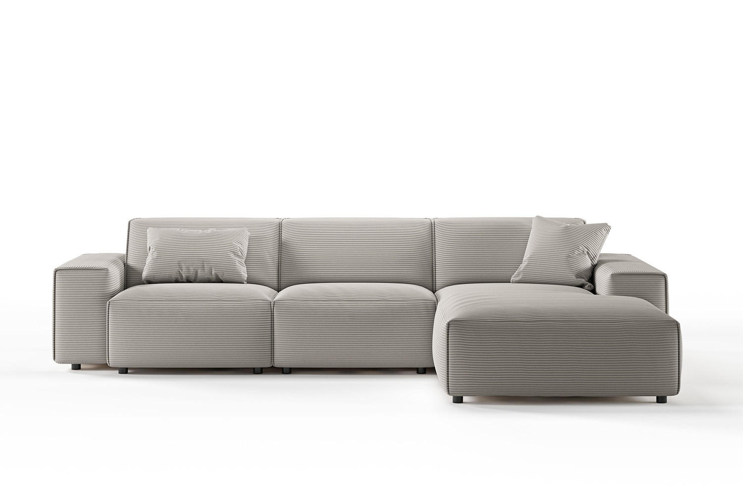 ECKSOFA RANI Steingrau Cord - Schwarz/Grau, Kunststoff/Textil (299/189cm) - KAWOLA