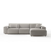 ECKSOFA RANI Steingrau Cord - Schwarz/Grau, Kunststoff/Textil (299/189cm) - KAWOLA