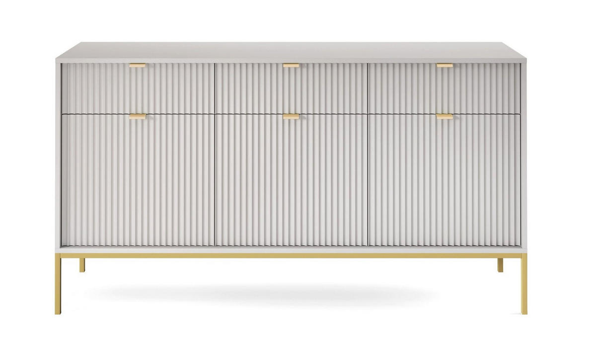 SIDEBOARD mit Schubladen Galla, Sideboard 150 cm, Grau + Gold - Goldfarben/Grau, Holz/Metall (154/83/39cm) - Emporius