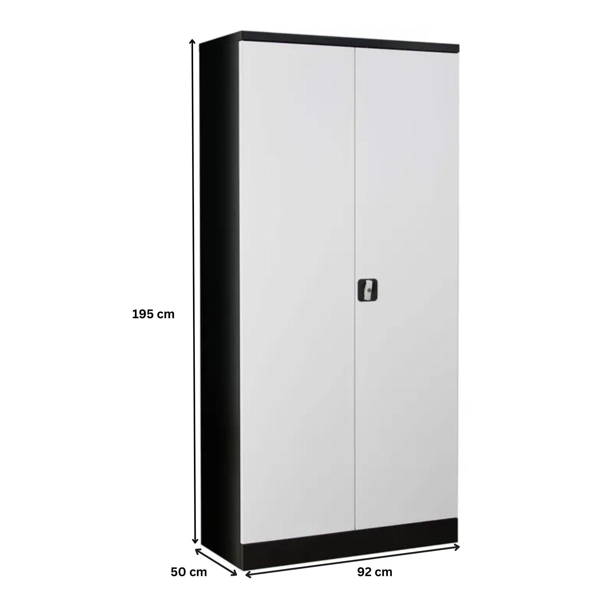 STAHLSCHRANK Bee mit 7 lackierten Fachböden 195x92x50 cm Korpusfarbe Anthrazit Frontfarbe Verkehrsweiß - Weiß, Metall (92/195/50cm)