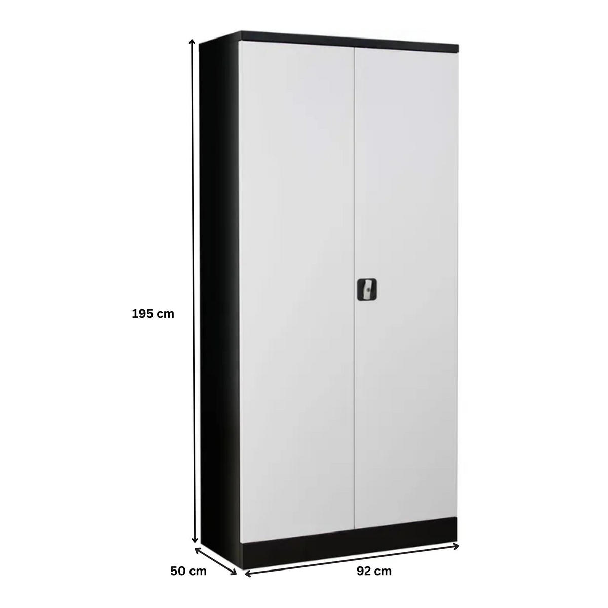 STAHLSCHRANK Bee mit 5 lackierten Fachböden 195x92x50 cm Korpusfarbe Anthrazit Frontfarbe Verkehrsweiß - Weiß, Metall (92/195/50cm)