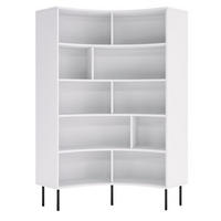 BÜCHERREGAL Horn, Weiß, Bogenform, 10 Fächern - Schwarz/Weiß, Holzwerkstoff/Metall (100/181/32cm) - Skandica
