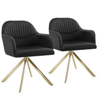 DREHSTUHL 2er Set Lona 56 x 59 x 81 cm schwarz/gold - Goldfarben/Schwarz, Textil (56/81/59cm) - tectake
