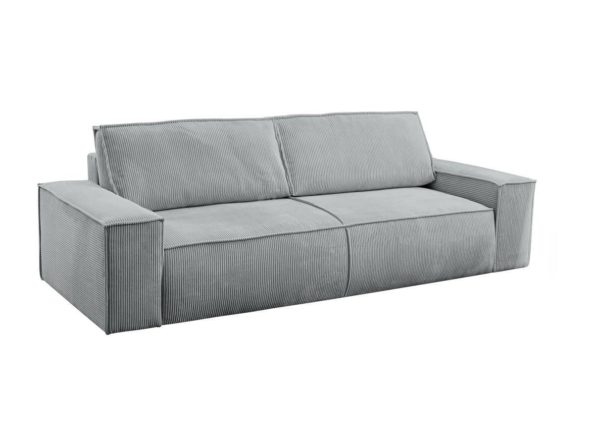 SCHLAFSOFA - 4 Personen-Sitzer - Samt, Stoff - Hellgrau - - Hellgrau, Textil (257/85/102cm) - Vente-Unique