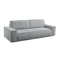SCHLAFSOFA - 4 Personen-Sitzer - Samt, Stoff - Hellgrau - - Hellgrau, Textil (257/85/102cm) - Vente-Unique