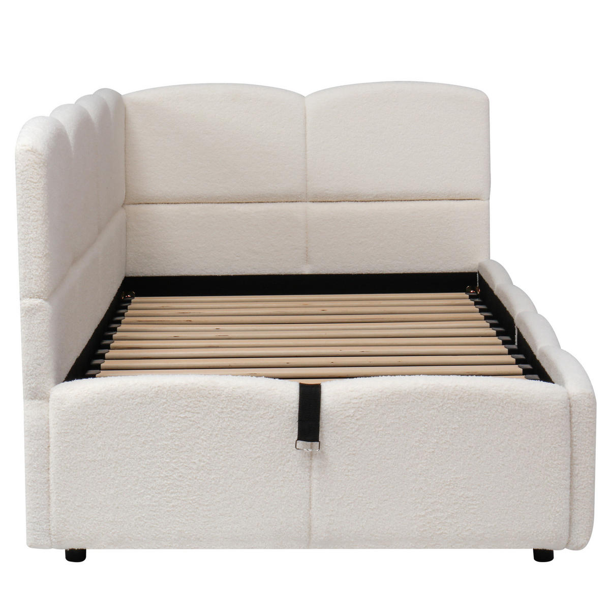 POLSTERBETT Stauraumbett 90/200 cm aus Bouclé mit USB-Anschlüssen Beige - Beige, Textil (90/200cm) - Modenvie