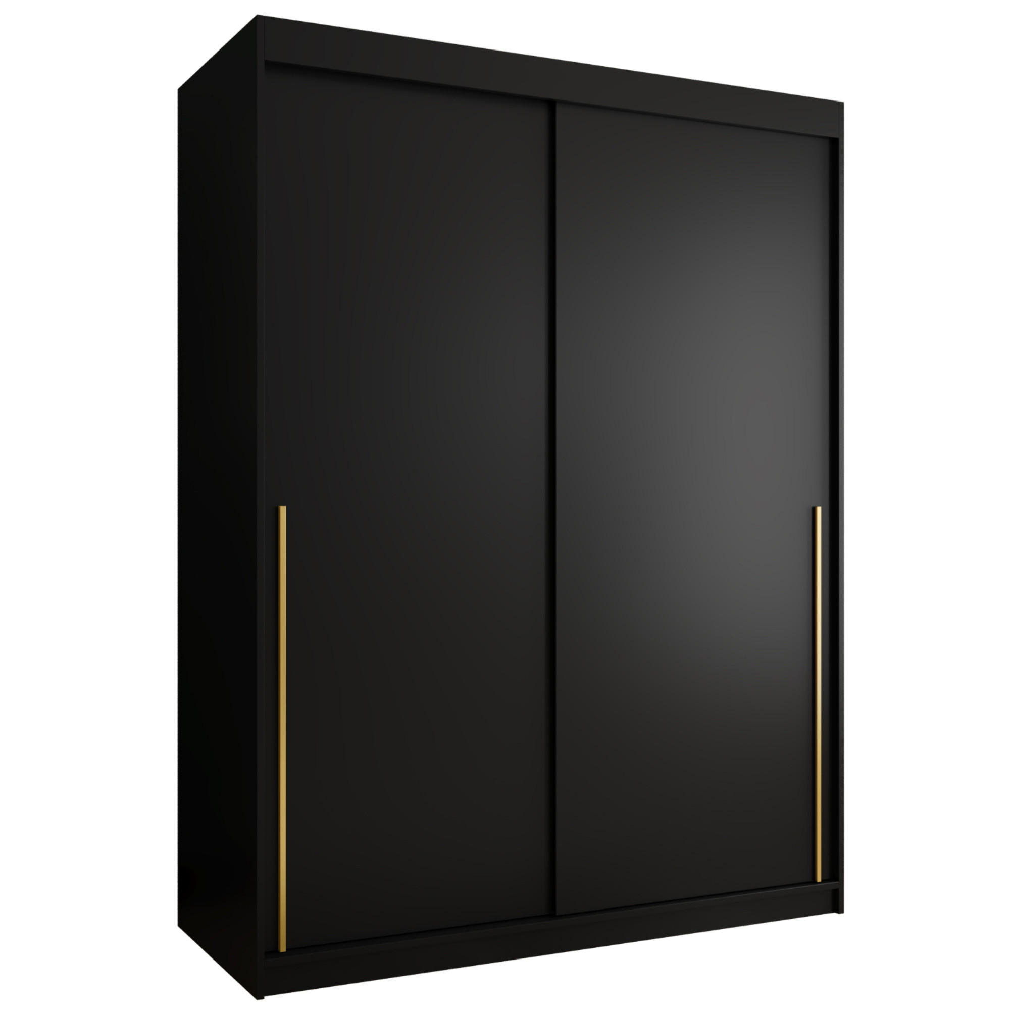 SCHIEBETÜRENSCHRANK 150 cm Breite, Schwarz mit goldenem Griff - Goldfarben/Schwarz, Holzwerkstoff (150/200/62cm) - Home Collective