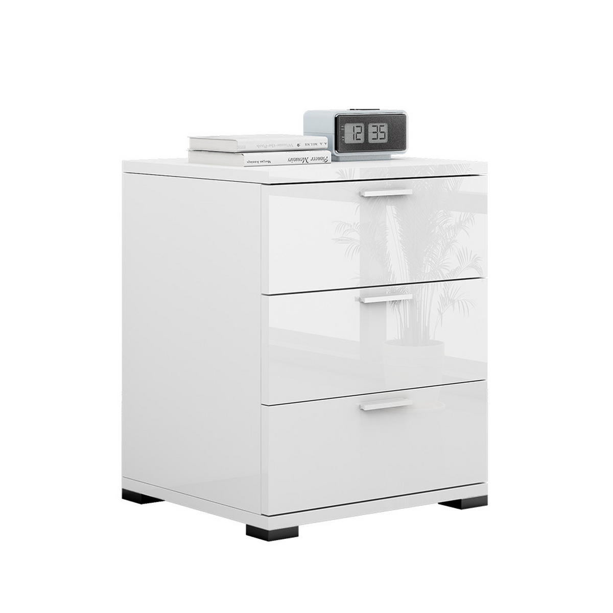 NACHTTISCH Marseille Weiß Hochglanz 46.2 x 60 cm - Weiß Hochglanz, Holzwerkstoff (46.2/60/42cm) - Vicco