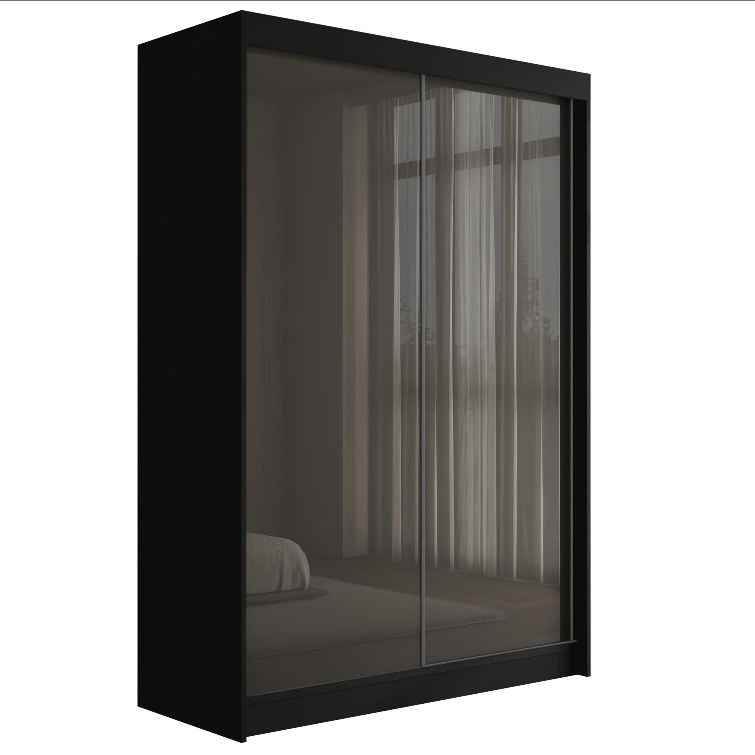 KLEIDERSCHRANK PEKA - 120 cm - Schwarz|Grau - Schwarz/Grau, Holzwerkstoff (120/215/61cm) - ALTDECOR