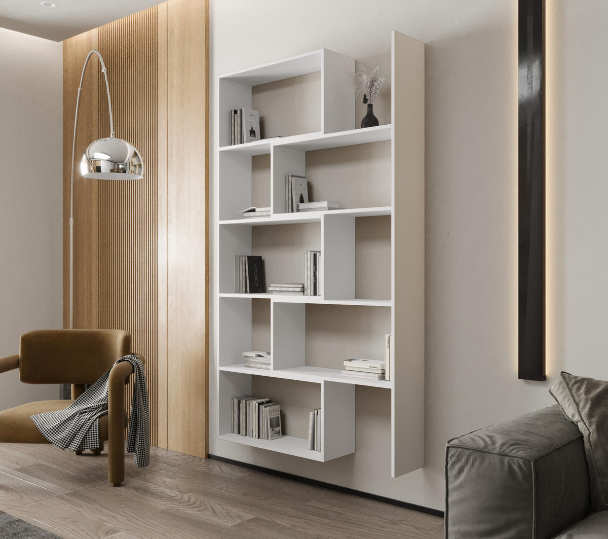 WANDREGAL LK 188 125 x 188 x 33 cmcm aus Holz in Weiß - Weiß, Holzwerkstoff (125/188/33cm) - O-Sofa