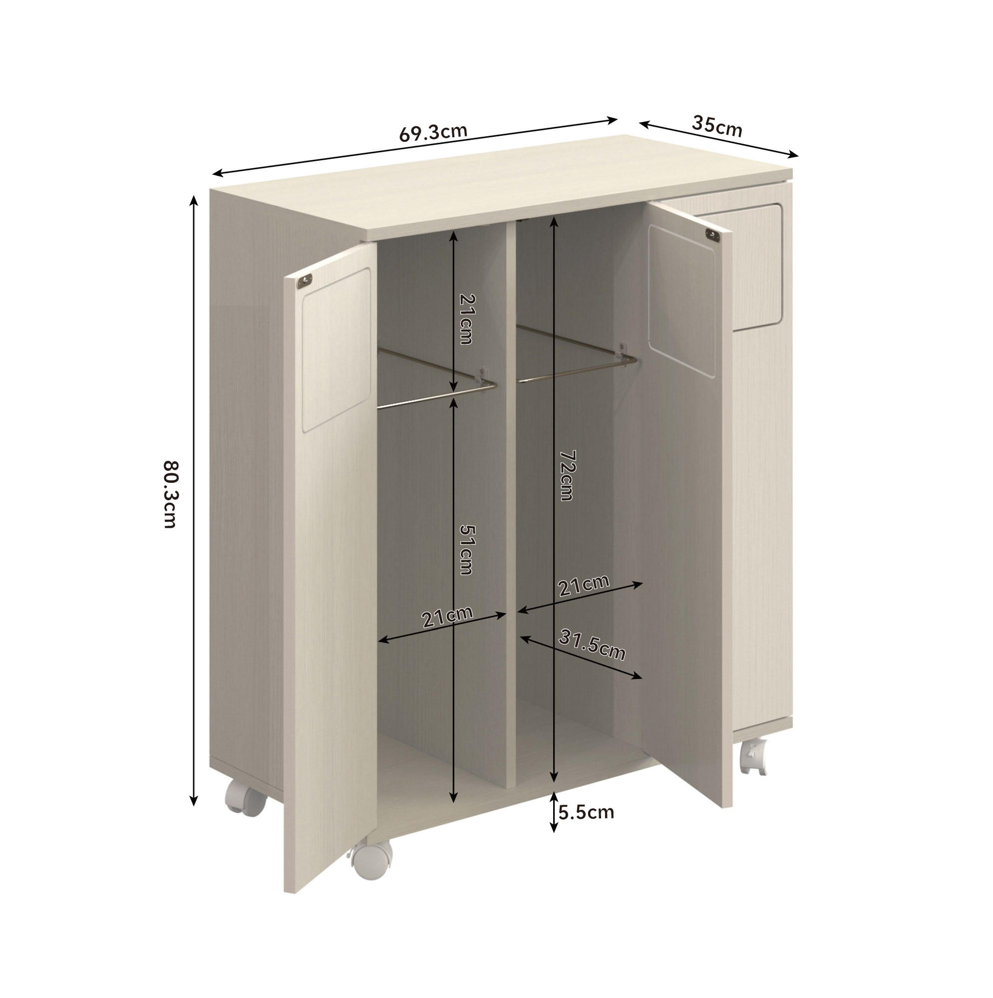 Modenvie Kommode Weiß 70x80x35 cm